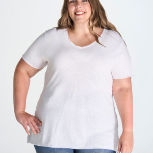T-shirt Donna Manica Corta Collo A V Curves