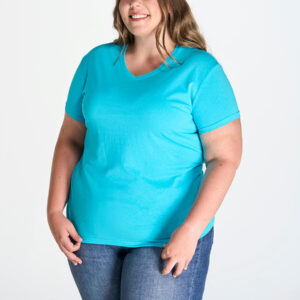 T-shirt Donna Manica Corta Collo A V Curves
