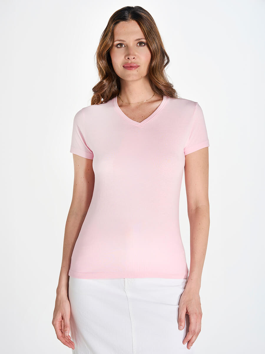 T-shirt Donna Manica Corta Collo A V Regular