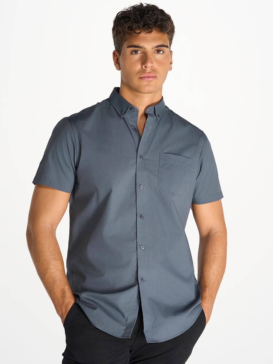 Camicia Uomo Manica Corta Popeline