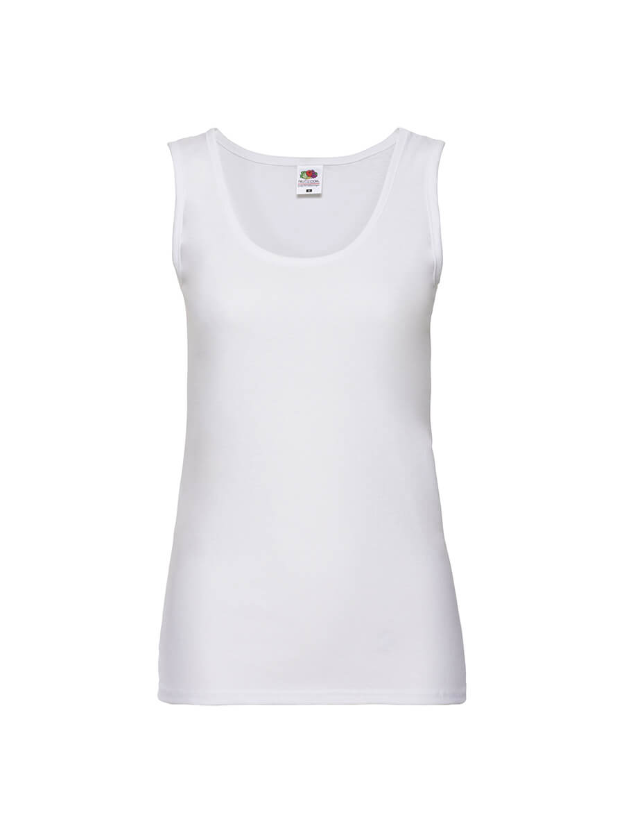 Canotta bianca da personalizzare con logo o grafica, ideale per abbigliamento promozionale e merchandising. Stampa online in Italia.