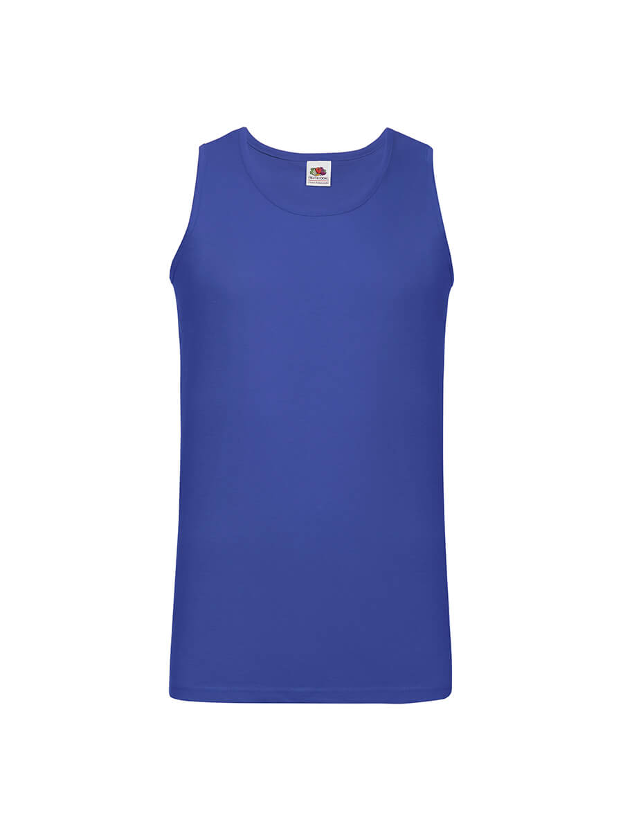 Canotta blu personalizzabile, ideale per stampa logo aziendale o grafica promozionale. Abbigliamento personalizzato online.