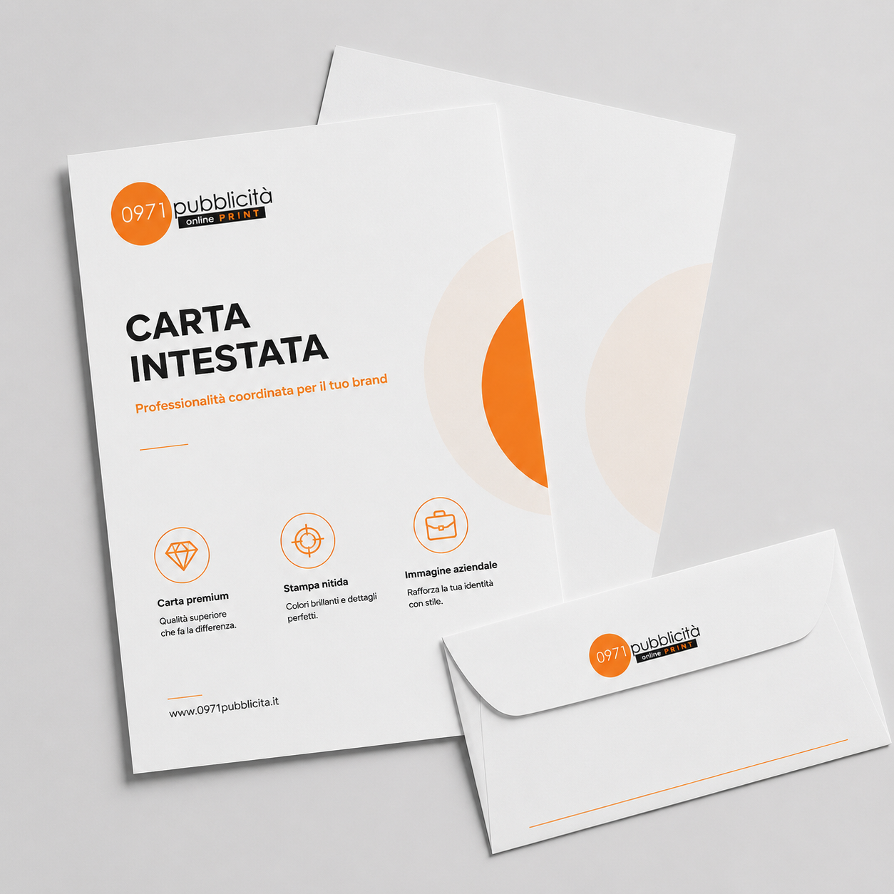 Stampa online carta intestata e buste personalizzate per ufficio. Materiale coordinato per rafforzare l'immagine aziendale.