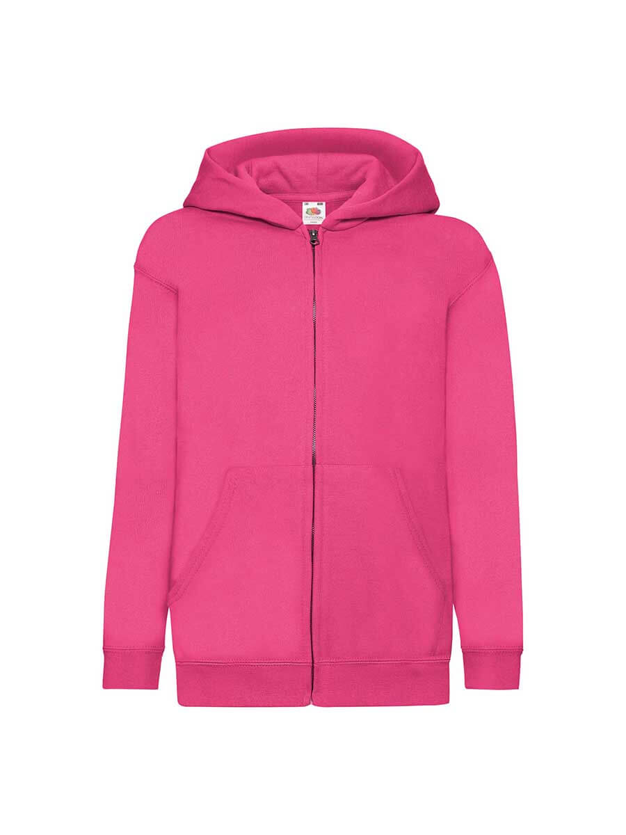 Felpa con cappuccio fucsia personalizzabile, ideale per stampa logo e grafica aziendale. Abbigliamento promozionale e merchandising.