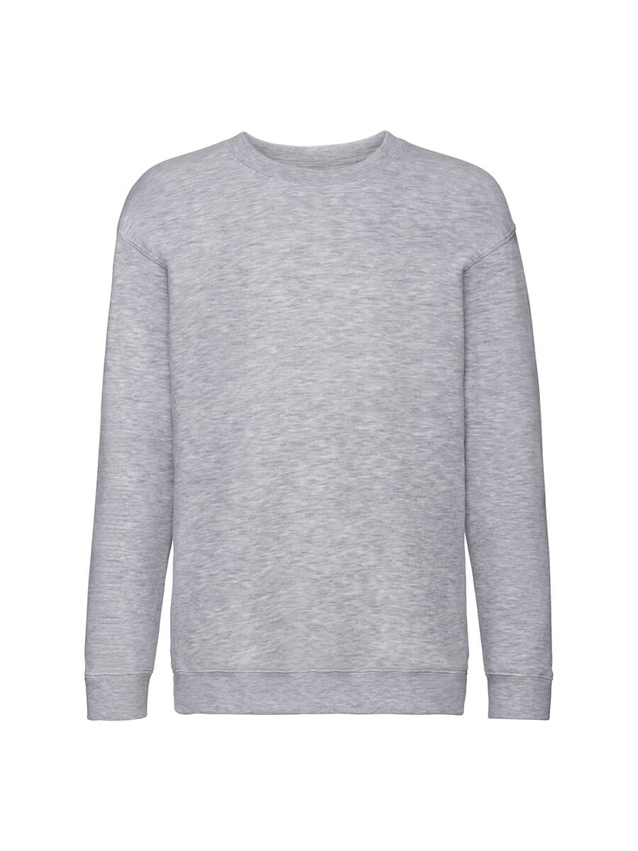 Felpa girocollo grigia neutra, ideale per stampa personalizzata con logo o grafica aziendale. Perfetta per abbigliamento promozionale.