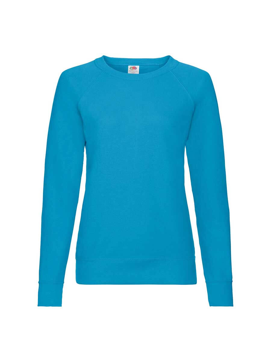 Felpa girocollo azzurra, ideale per stampa personalizzata con logo o grafica aziendale. Abbigliamento promozionale di qualità.