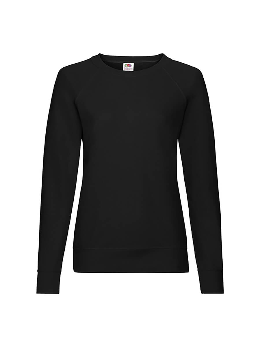 Felpa nera girocollo personalizzabile con stampa digitale o serigrafica, ideale per abbigliamento promozionale e merchandising