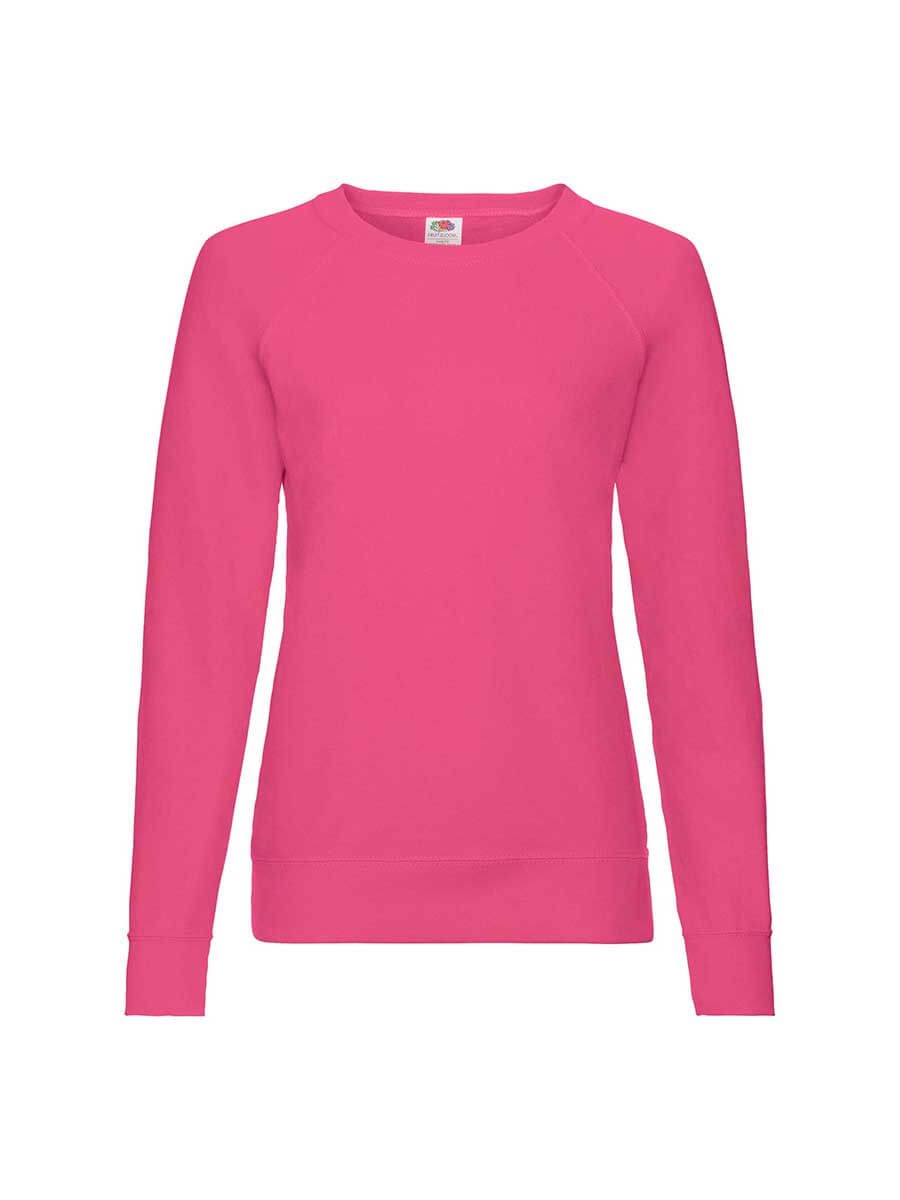 Felpa girocollo fucsia personalizzabile con logo o grafica. Ideale per abbigliamento promozionale e merchandising.