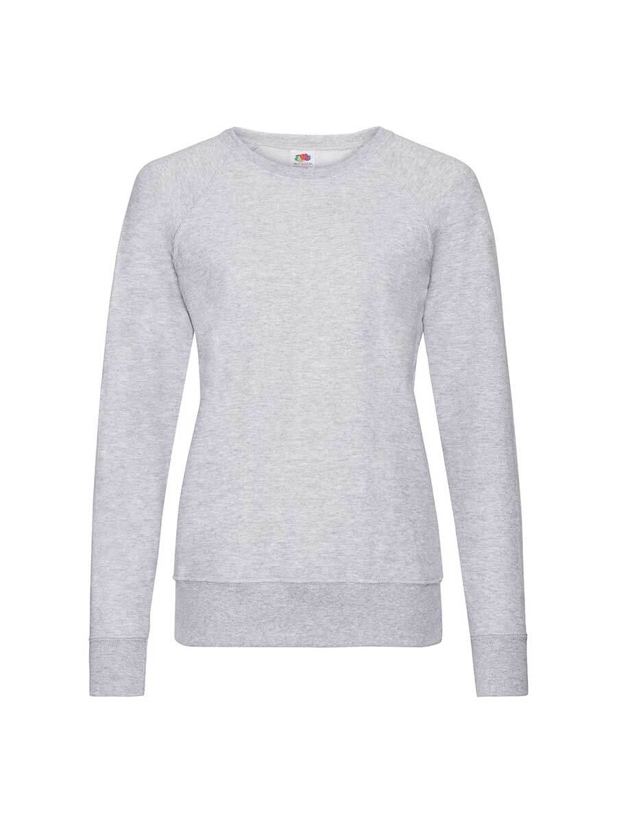 Felpa grigia girocollo personalizzabile con stampa del tuo logo o grafica, ideale per merchandising aziendale e abbigliamento promozionale.