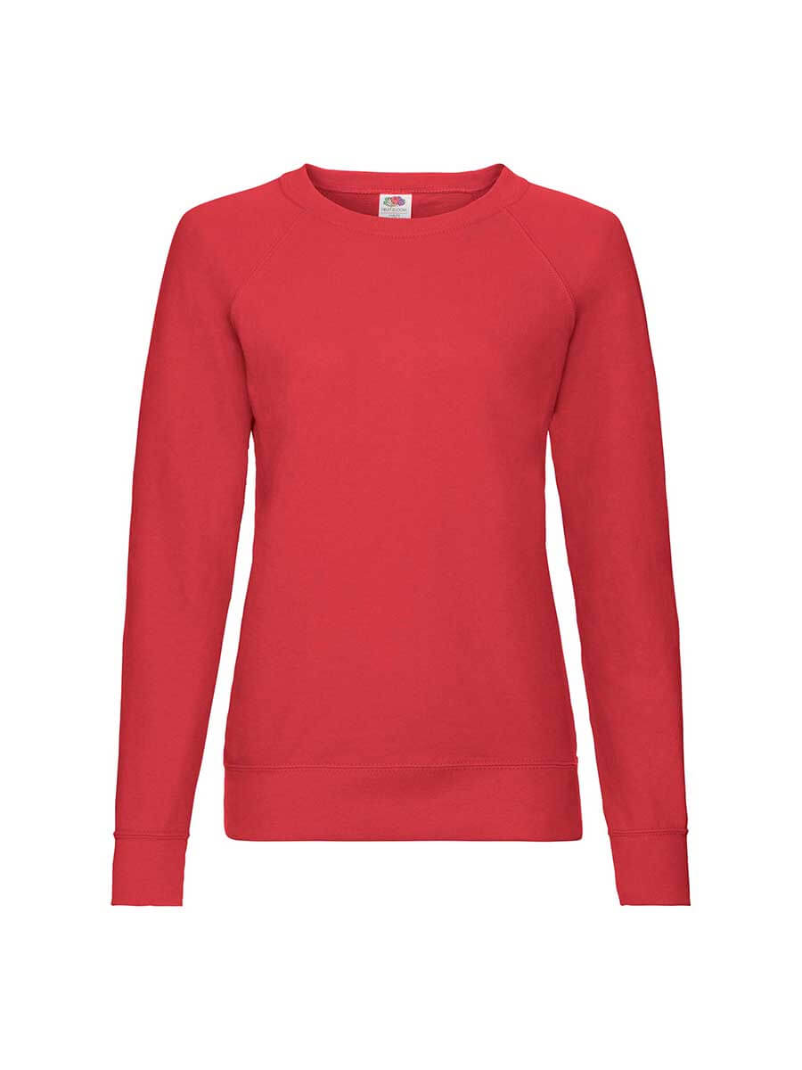 Felpa girocollo da donna rossa con maniche raglan, personalizzabile con stampa online. Ideale per aziende ed eventi.