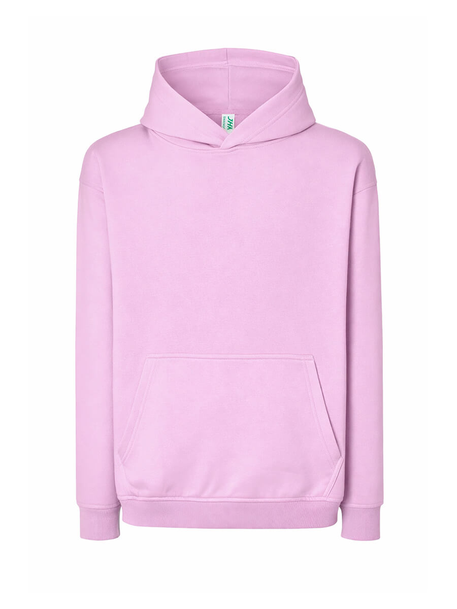 Felpa con cappuccio rosa chiaro personalizzabile, ideale per stampa online di loghi e grafiche. Abbigliamento promozionale.