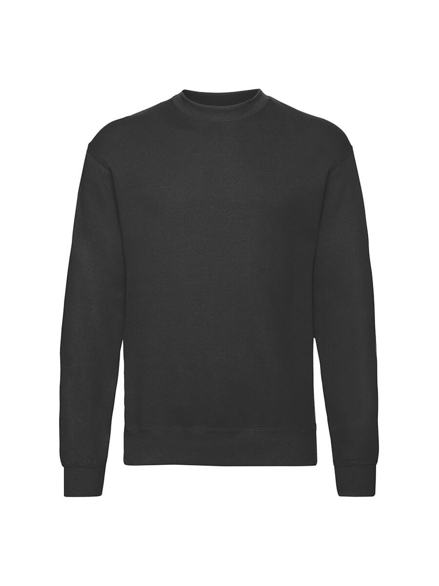 Felpa girocollo nera unisex personalizzabile con stampa o ricamo. Ideale per abbigliamento aziendale, eventi e merchandising.