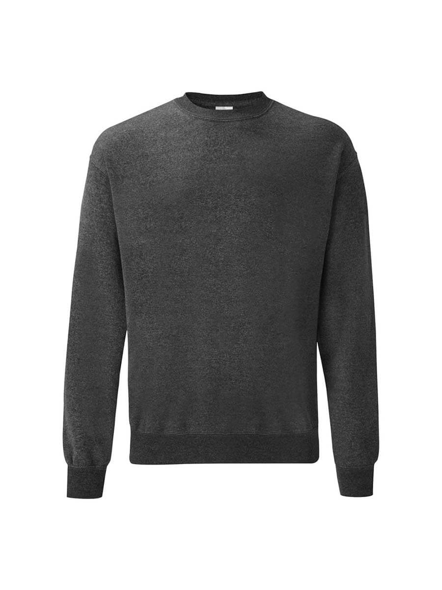 Felpa girocollo grigio scuro, ideale per stampa logo o grafica personalizzata. Abbigliamento promozionale e merchandising.