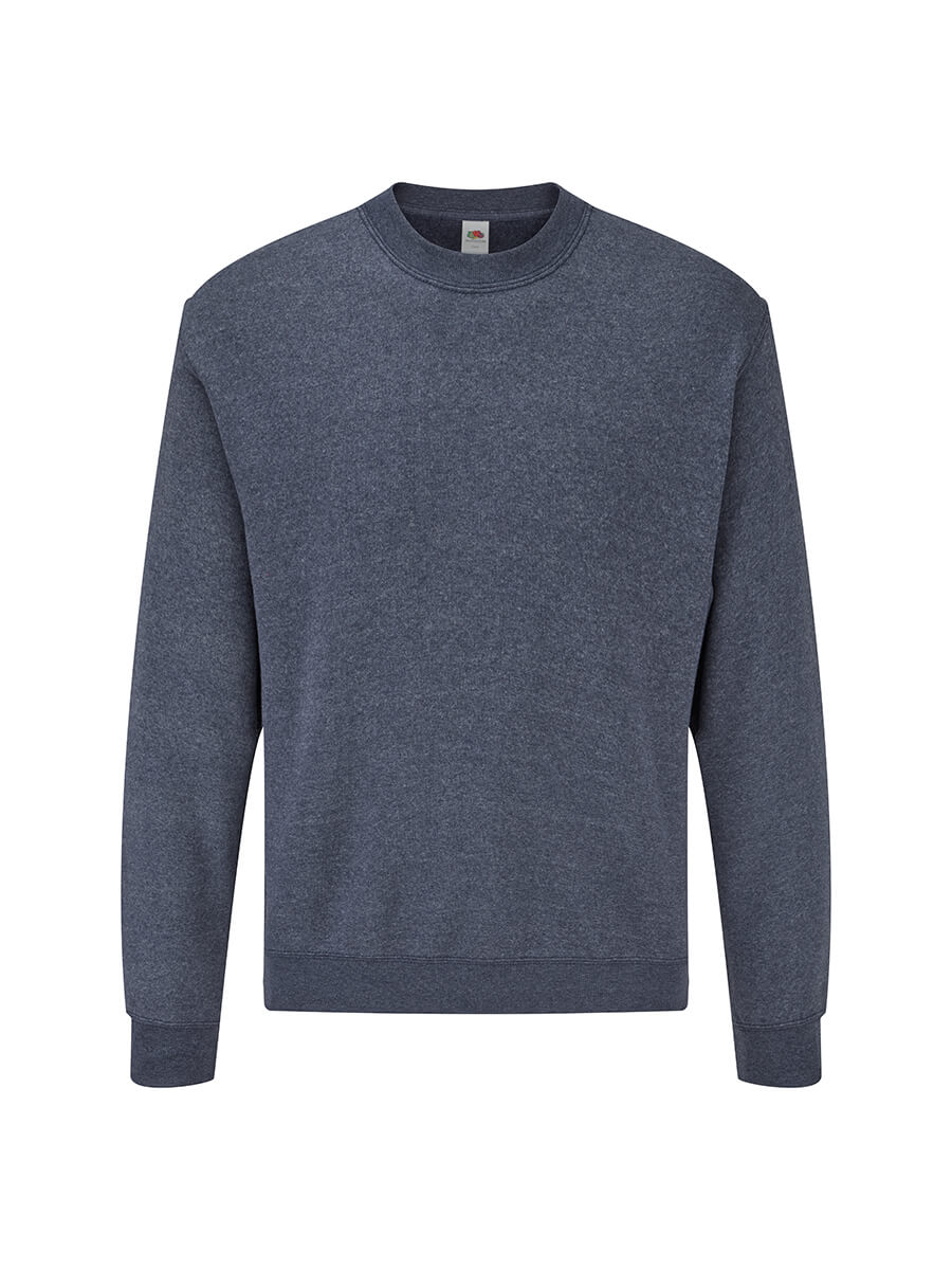 Felpa girocollo blu scuro, ideale per stampa personalizzata con logo aziendale o grafica promozionale. Abbigliamento promozionale.