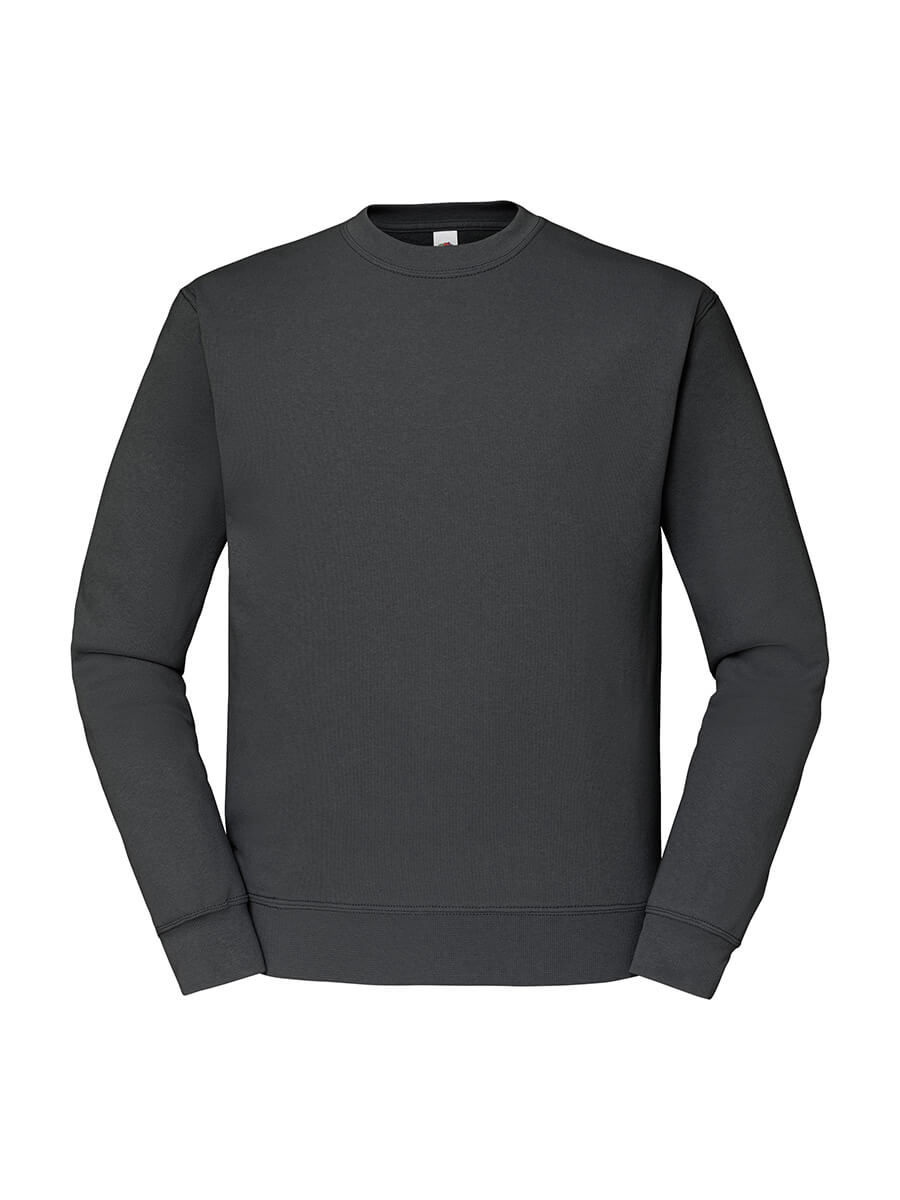 Felpa girocollo grigia neutra, ideale per stampa personalizzata con logo aziendale o grafica promozionale. Abbigliamento promozionale personalizzabile.