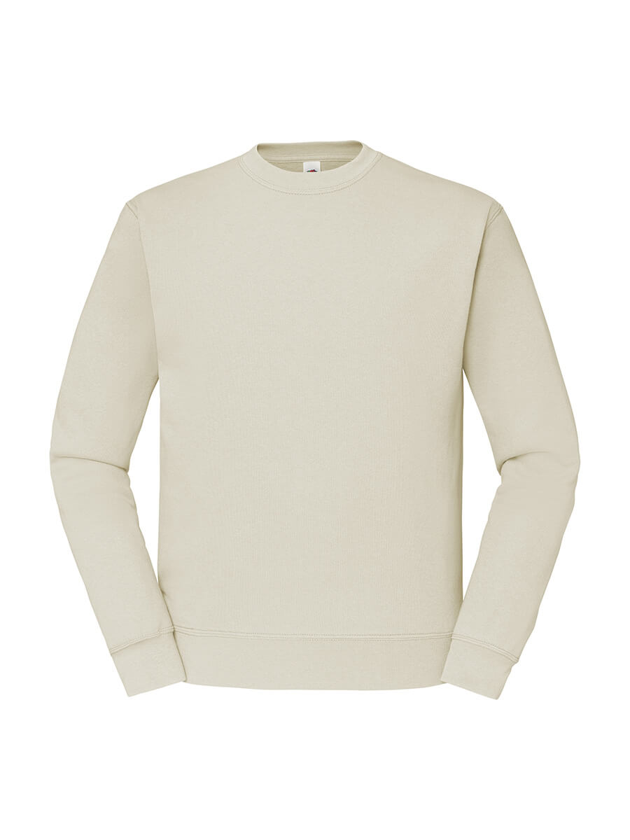 Felpa girocollo beige neutra, ideale per stampa personalizzata con logo o grafica aziendale. Abbigliamento promozionale.