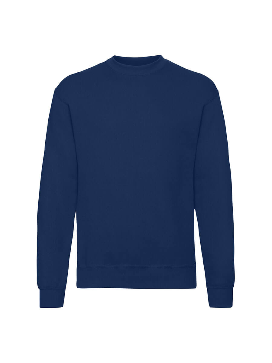 Felpa blu girocollo, ideale per stampa logo e grafiche personalizzate. Abbigliamento promozionale per aziende e privati.
