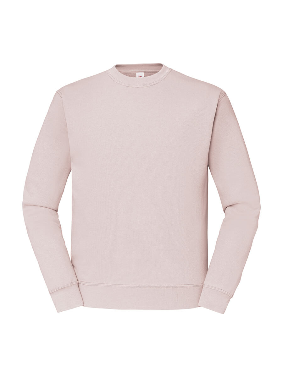Felpa girocollo rosa chiaro, ideale per stampa personalizzata con logo aziendale o grafica promozionale. Perfetta per abbigliamento promozionale e merchandising.
