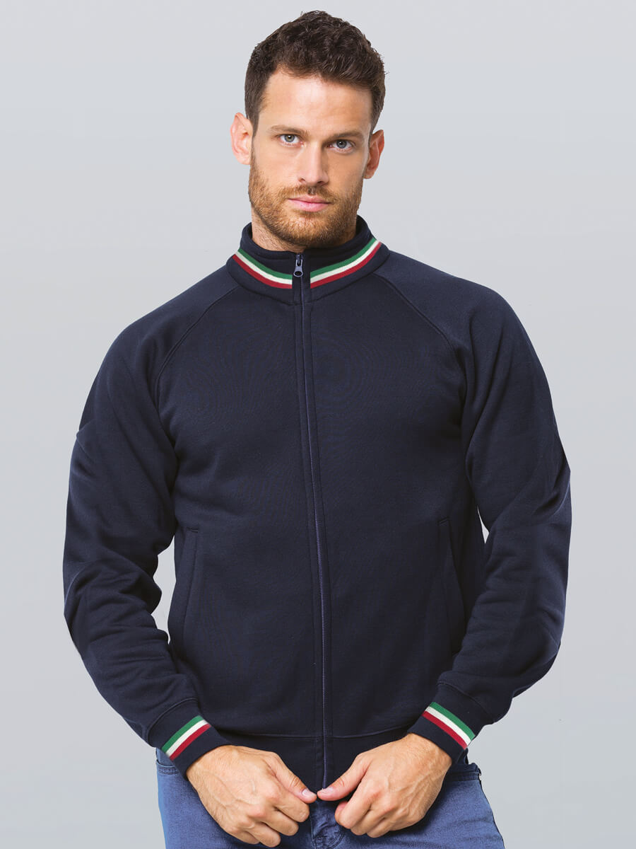 Felpa Unisex Zip Intera Premium Italia