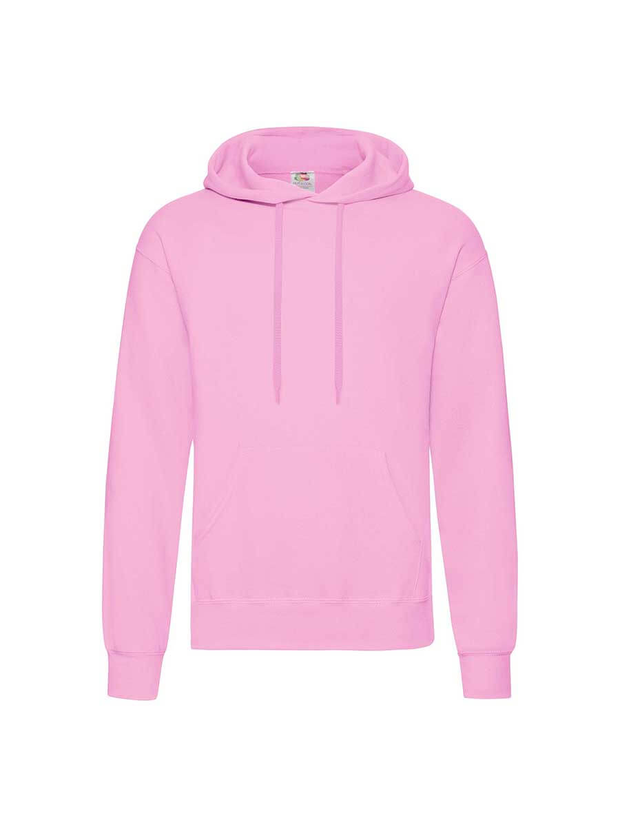 Felpa con cappuccio unisex di colore rosa chiaro, ideale per la personalizzazione con il tuo logo o grafica. Abbigliamento promozionale.