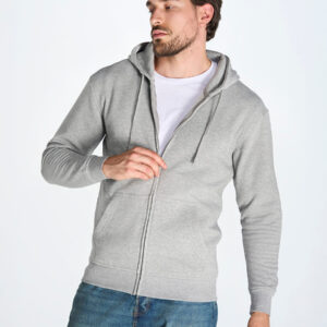 Felpa Uomo Cappuccio E Zip Leggera French Terry