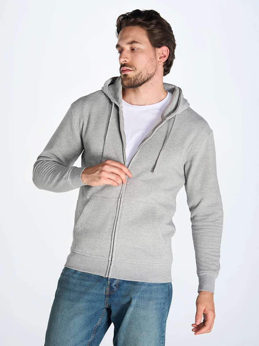 Felpa Uomo Cappuccio E Zip Leggera French Terry