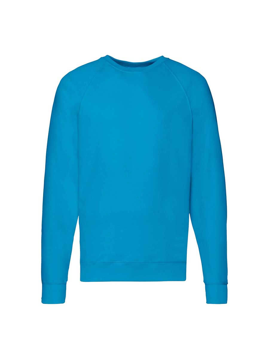 Felpa girocollo azzurra, ideale per stampa personalizzata con logo o grafica aziendale. Abbigliamento promozionale di alta qualità.