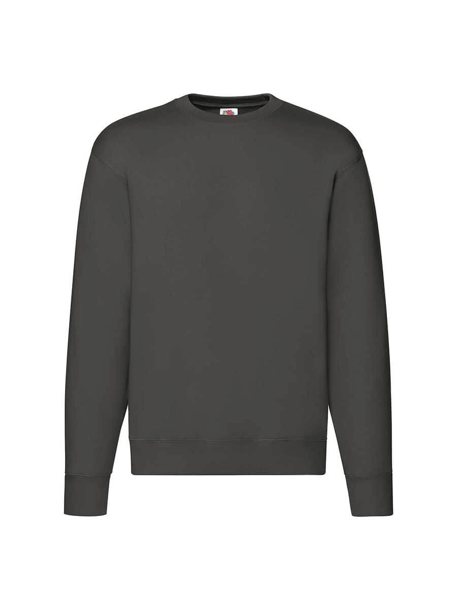 Felpa grigio scuro personalizzabile con logo o grafica, ideale per abbigliamento promozionale e merchandising aziendale.