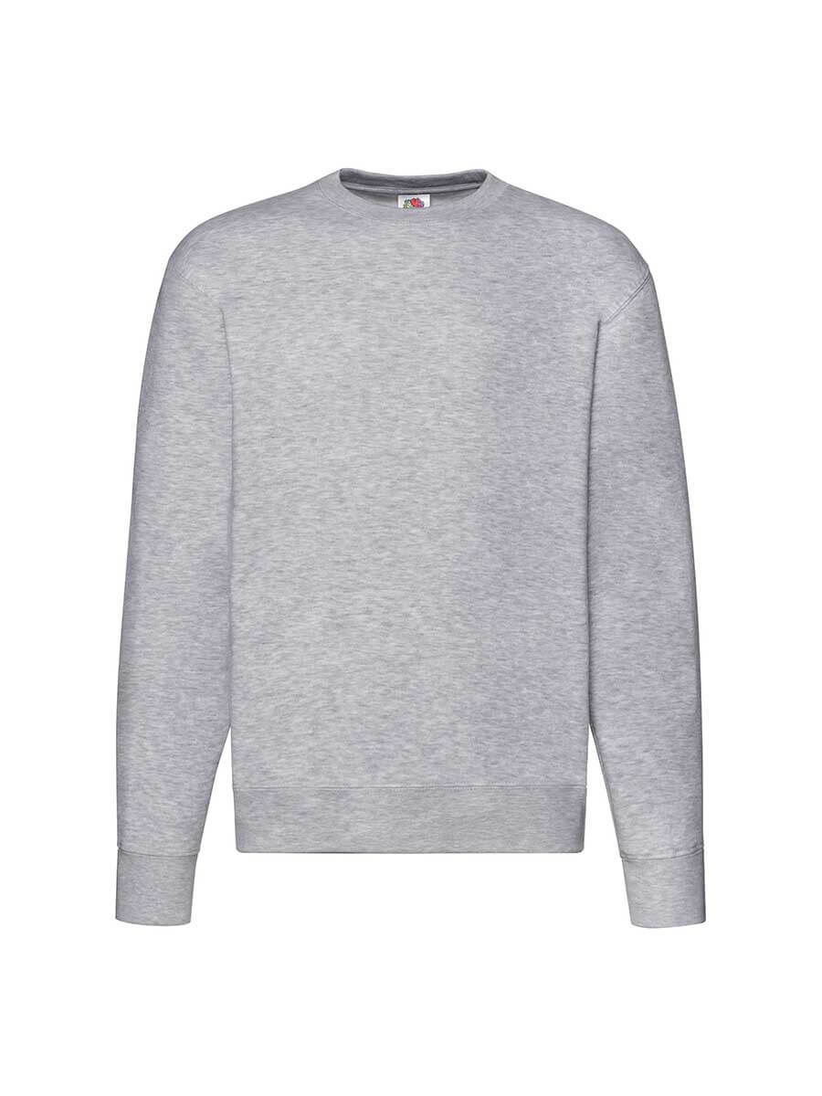 Felpa grigia girocollo in cotone, ideale per stampa personalizzata con logo o grafica aziendale. Abbigliamento promozionale di qualità.