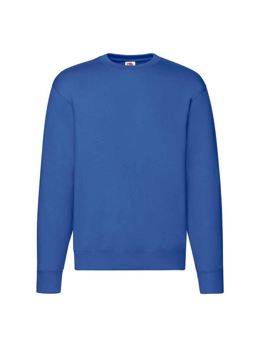 Felpa blu girocollo personalizzabile con logo o grafica, ideale per abbigliamento promozionale e merchandising aziendale. Stampa online in Italia.