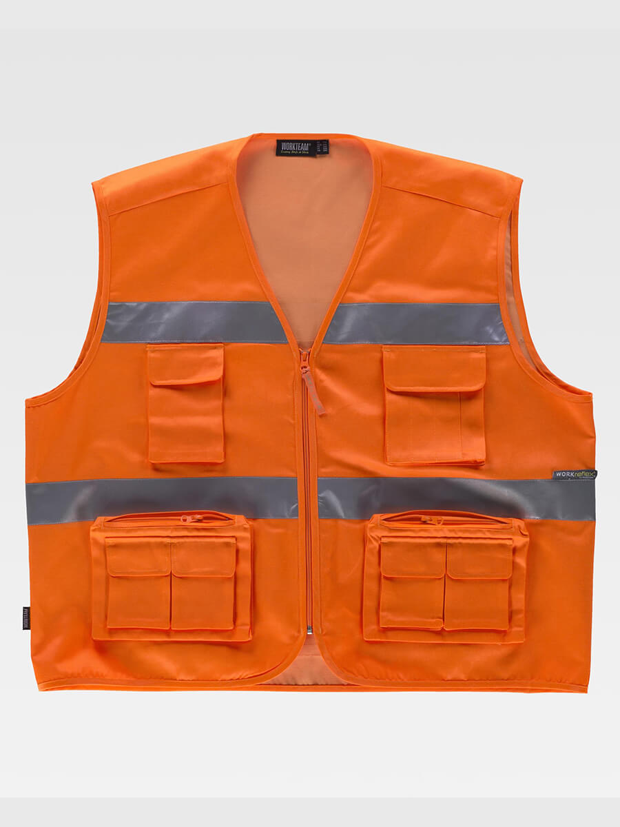 Gilet Multitasche Leggero Alta Visibilita E Bande Rifrangenti - immagine 3