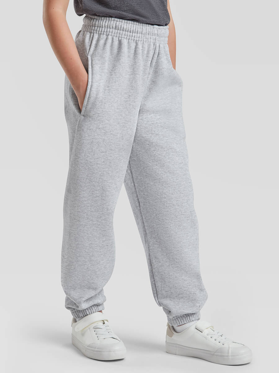 Pantaloni tuta grigi personalizzabili con logo o grafica per aziende e privati. Stampa online di abbigliamento promozionale.