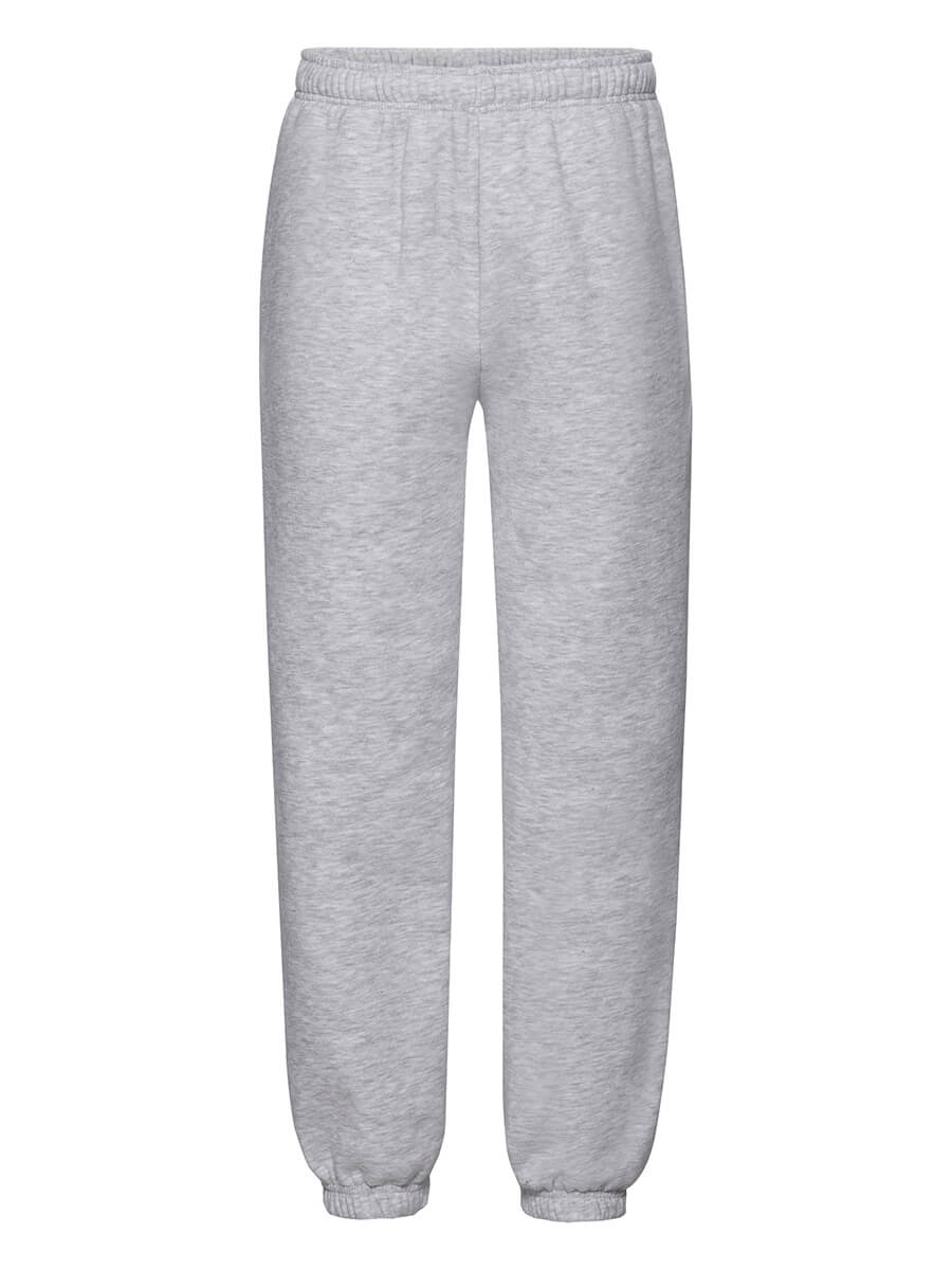 Pantaloni tuta grigi in cotone, ideali per stampa personalizzata con logo o grafica. Perfetti per abbigliamento promozionale e merchandising.