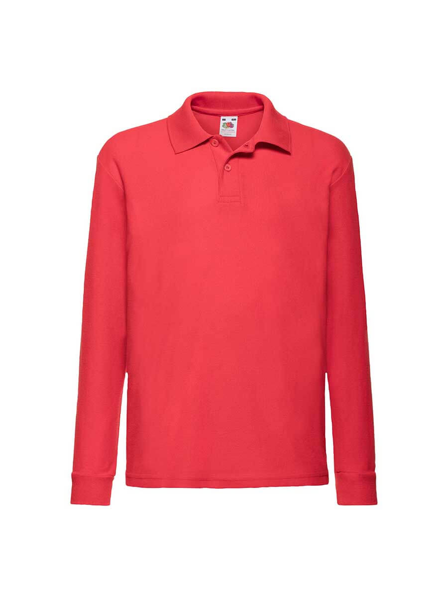 Polo rossa manica lunga da personalizzare con il tuo logo o grafica. Ideale per abbigliamento promozionale e divise aziendali.