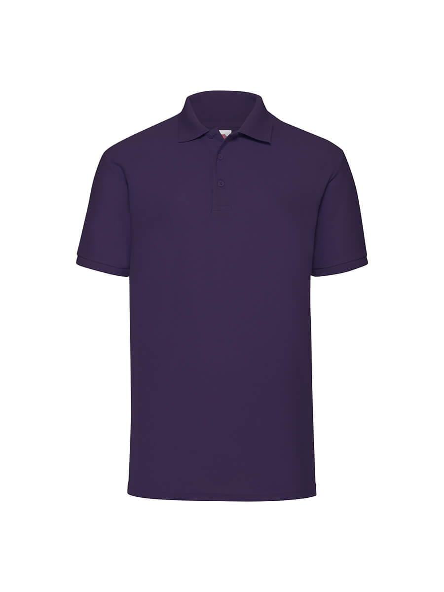 Polo personalizzata viola, abbigliamento promozionale stampabile con logo aziendale o grafica personalizzata. Ideale per merchandising e divise.