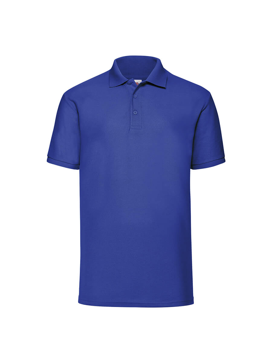 Polo personalizzabile blu royal, ideale per abbigliamento promozionale, divise aziendali e merchandising. Stampa online di alta qualità.