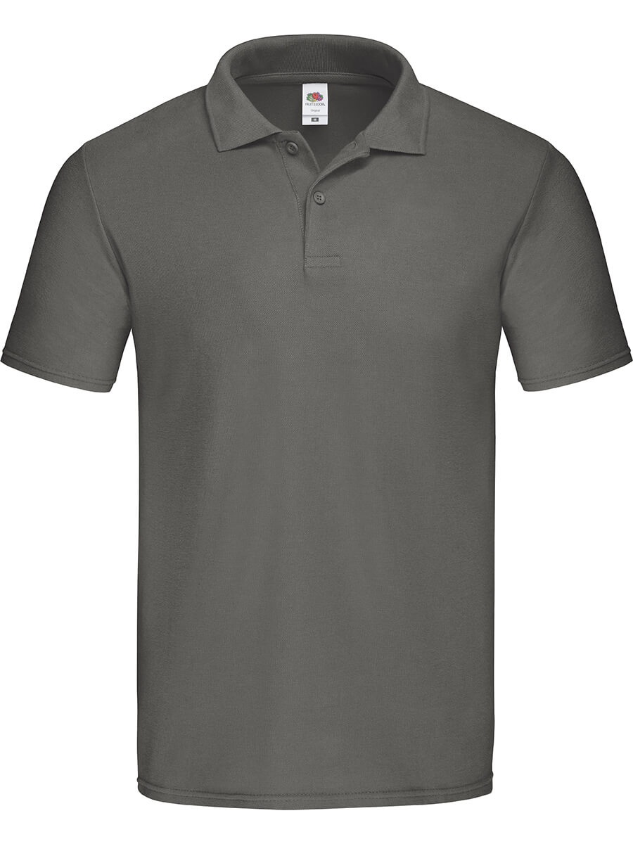 Polo grigia da uomo personalizzabile con stampa online. Ideale per divise aziendali, eventi e merchandising. Qualità 0971 Pubblicità.
