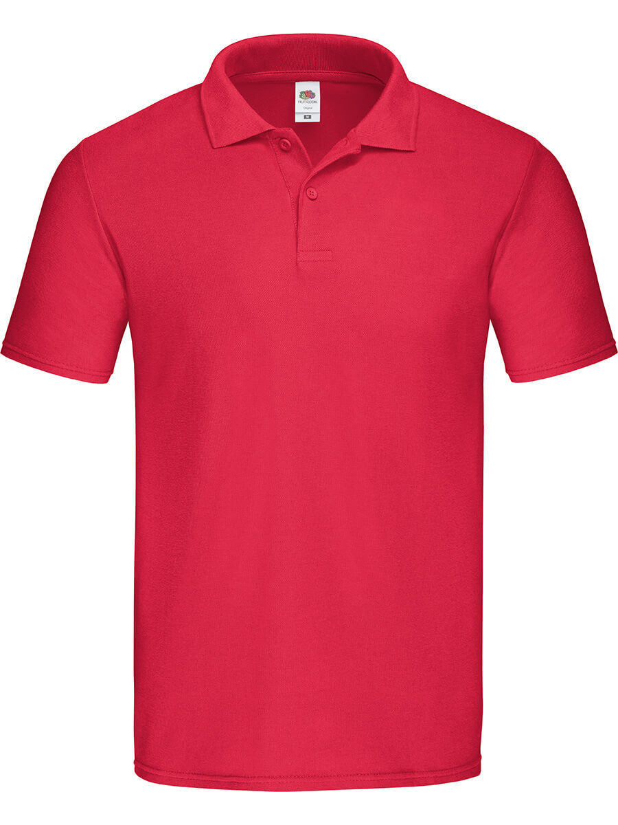 Polo rossa da personalizzare con logo o grafica. Abbigliamento promozionale stampato online, ideale per aziende e eventi.