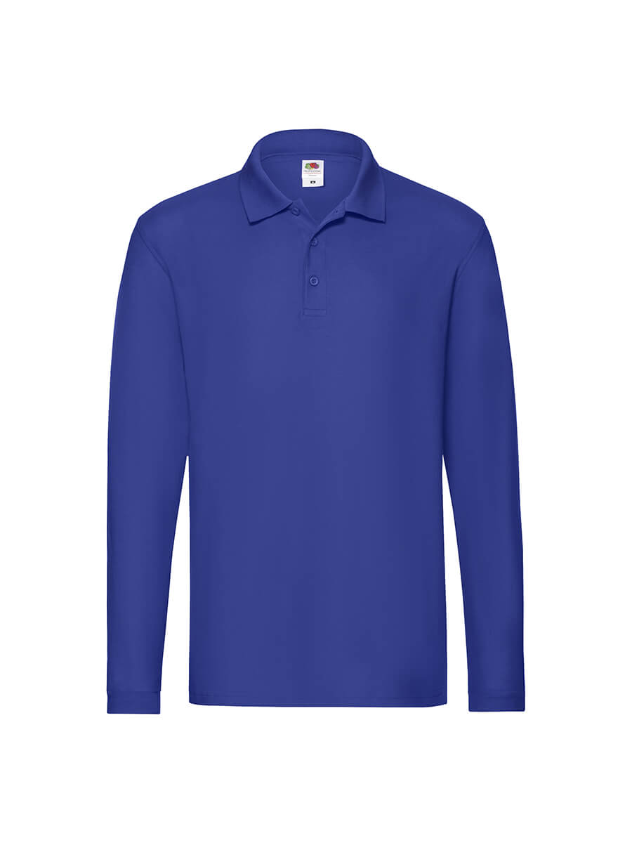 Polo manica lunga blu royal, abbigliamento personalizzabile per aziende e promozioni. Stampa online di alta qualità.