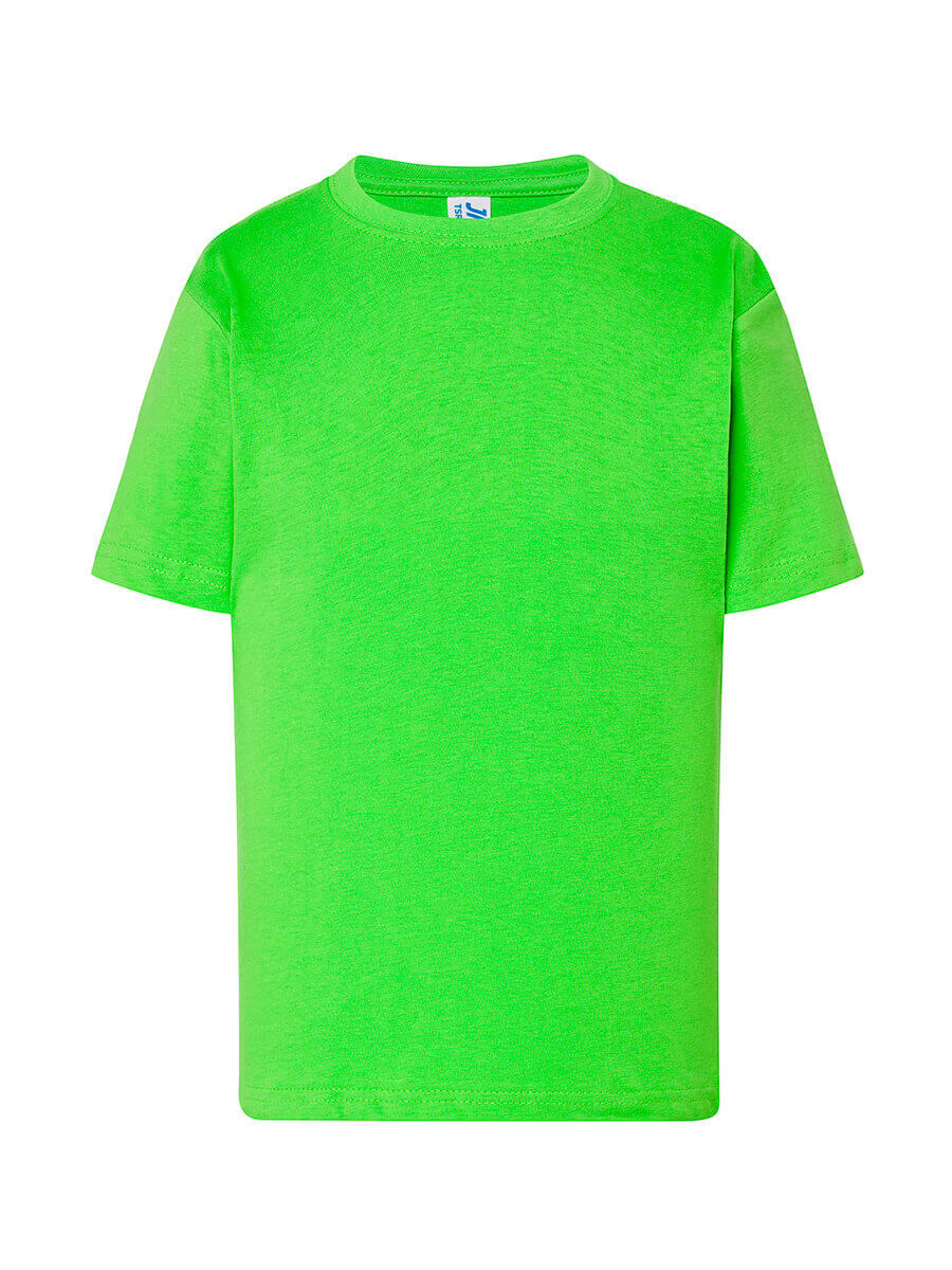 T-shirt verde lime a maniche corte per bambini, personalizzabile con stampa online. Perfetta per eventi, centri estivi e promozioni aziendali.
