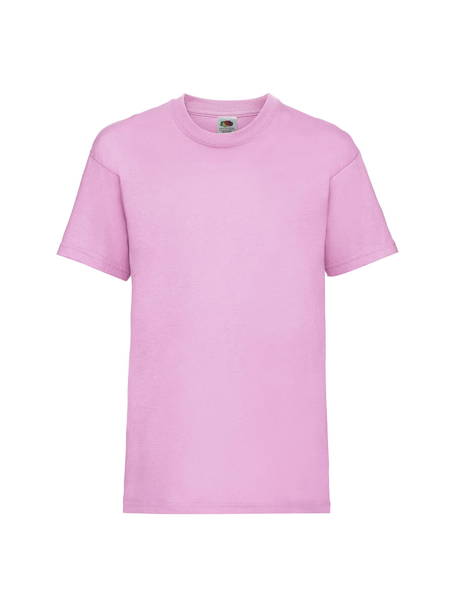 T-shirt rosa girocollo personalizzabile, ideale per stampa logo o grafica aziendale. Abbigliamento promozionale e merchandising.