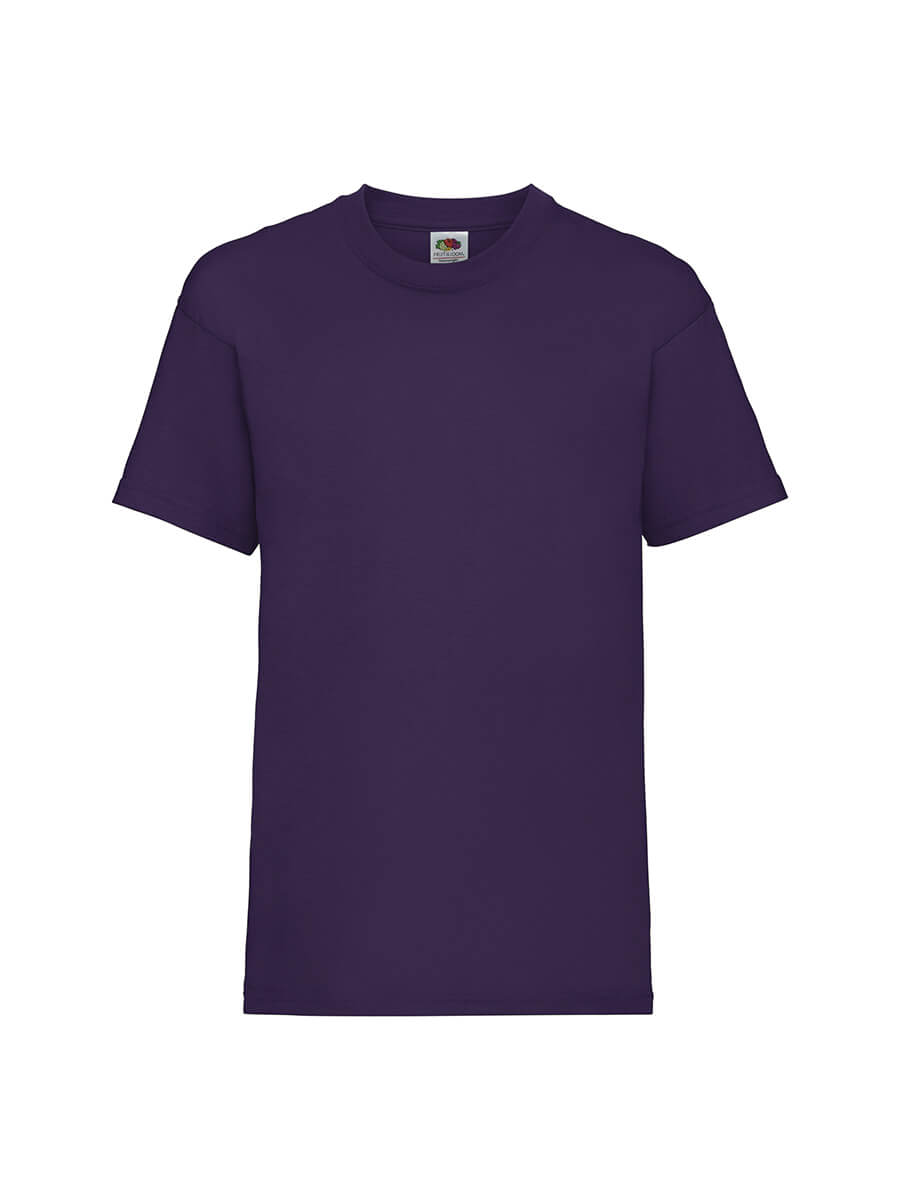 T-shirt viola neutra, ideale per stampa logo aziendale o grafica personalizzata. Abbigliamento promozionale online.
