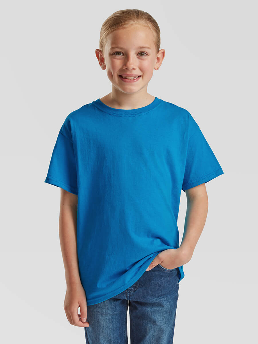 T-shirt blu girocollo per bambino, ideale per stampa personalizzata con logo o grafica aziendale. Vendita online in tutta Italia.