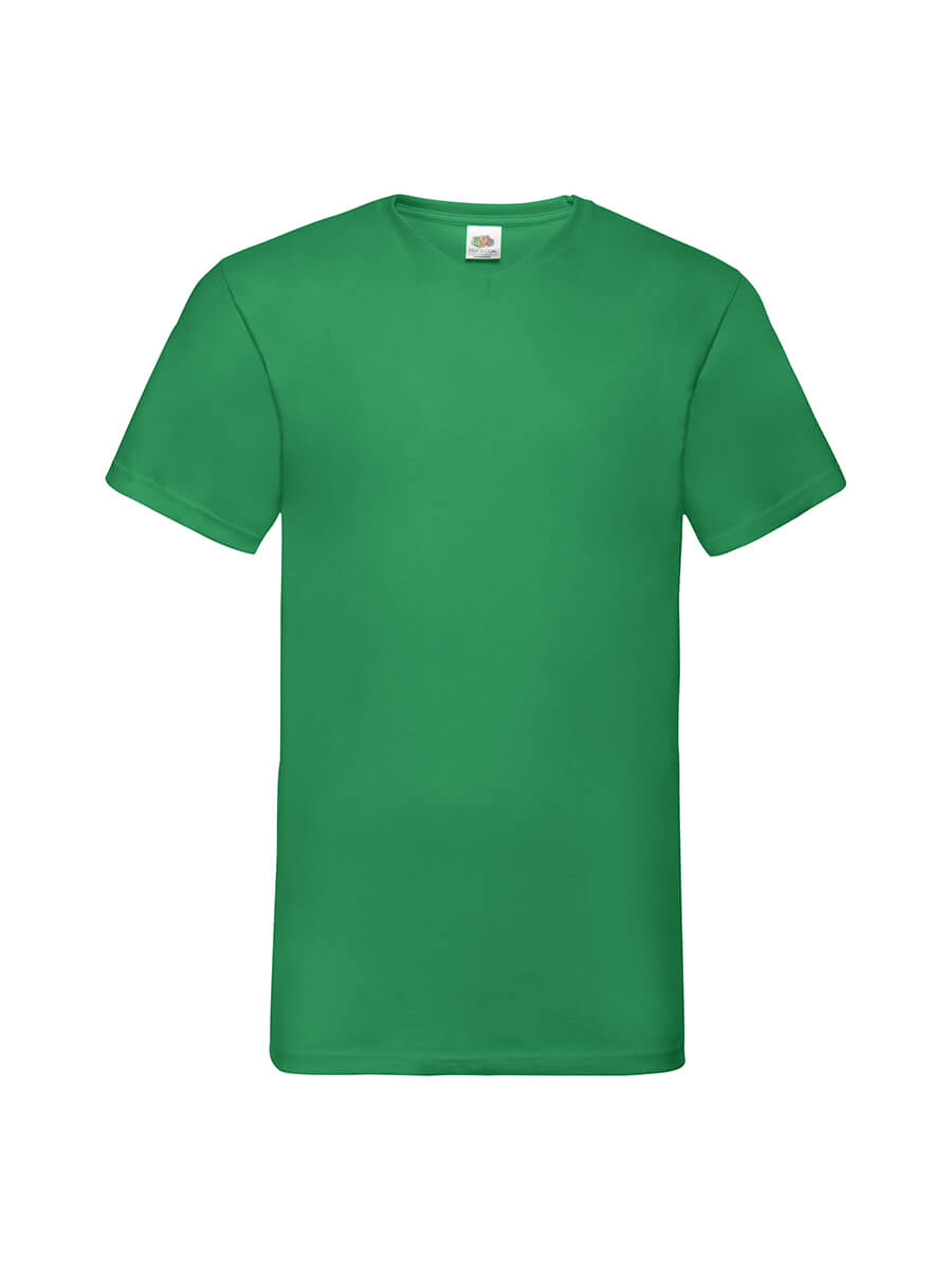 T-shirt verde girocollo, ideale per stampa personalizzata con logo o grafica aziendale. Abbigliamento promozionale di alta qualità.