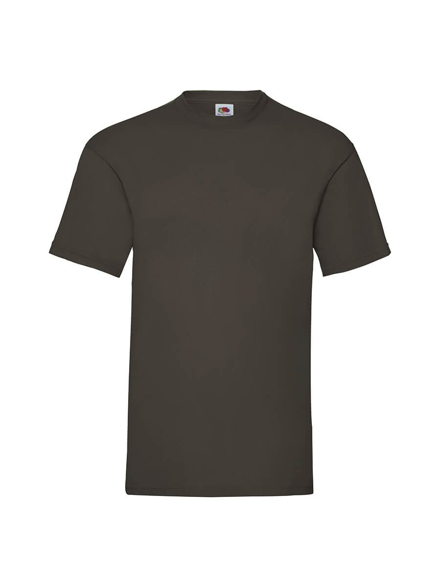 T-shirt neutra color verde oliva, ideale per stampa logo aziendale o grafica personalizzata. Abbigliamento promozionale e merchandising.
