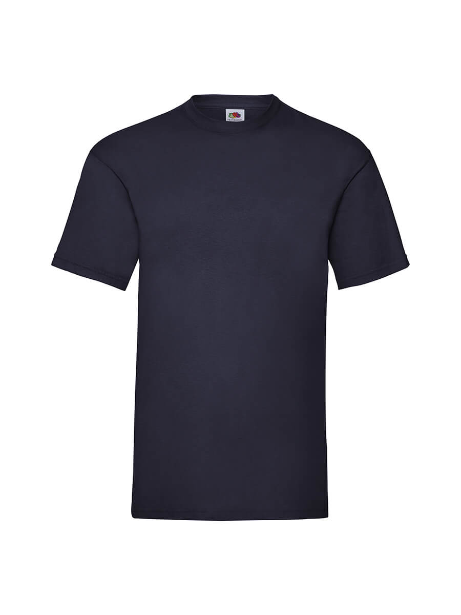 T-shirt blu scuro personalizzabile con stampa online, ideale per abbigliamento promozionale e merchandising.