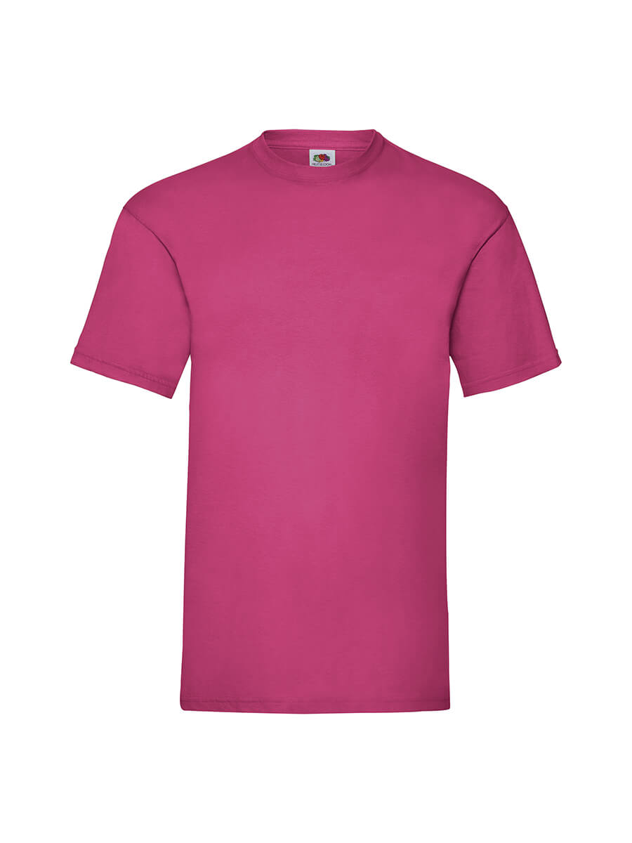 T-shirt fucsia neutra, ideale per stampa logo o grafica personalizzata. Abbigliamento promozionale e merchandising.