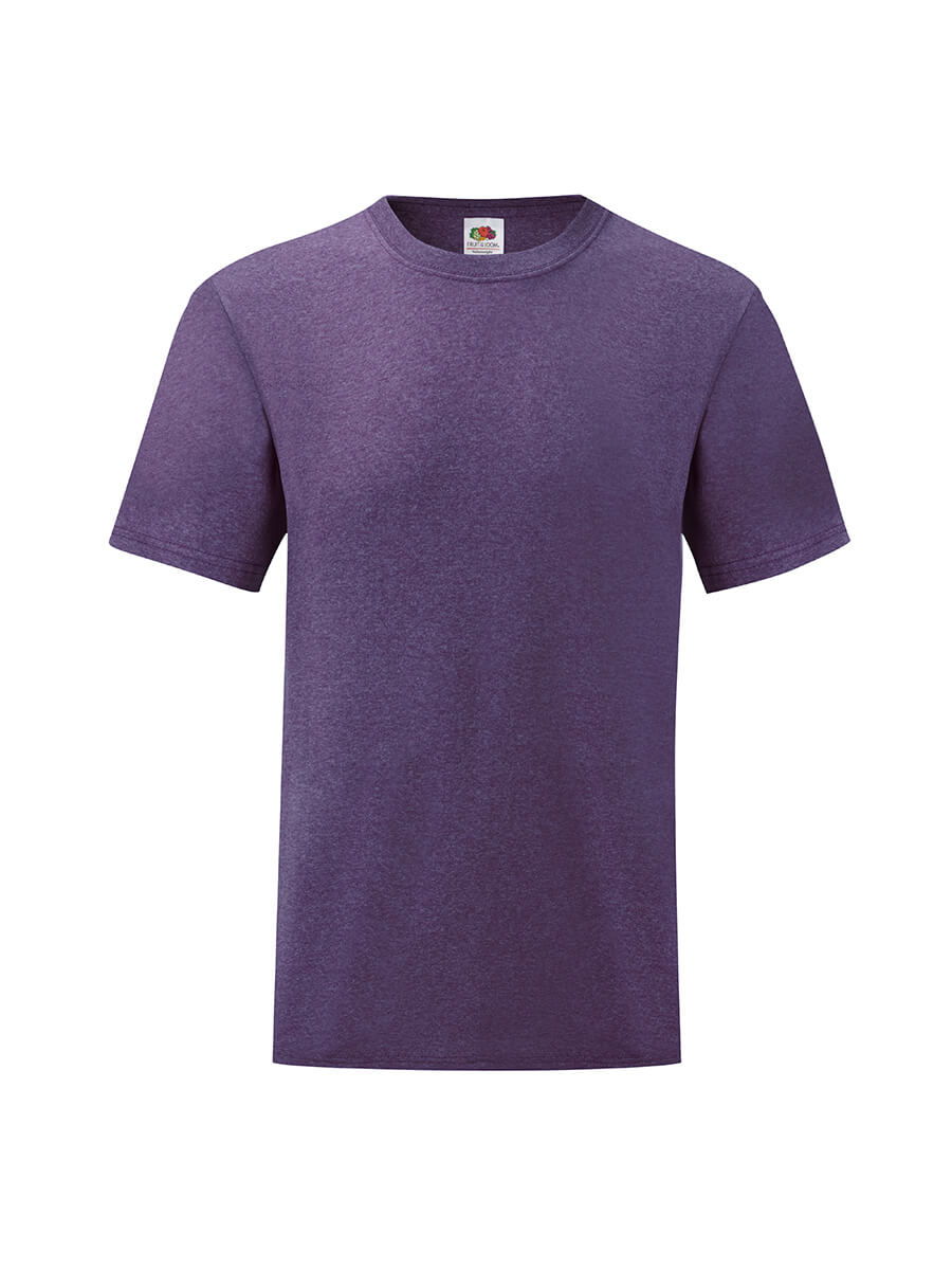 T-shirt personalizzabile in tessuto viola melange, ideale per stampa logo o grafica aziendale. Abbigliamento promozionale e merchandising personalizzato.
