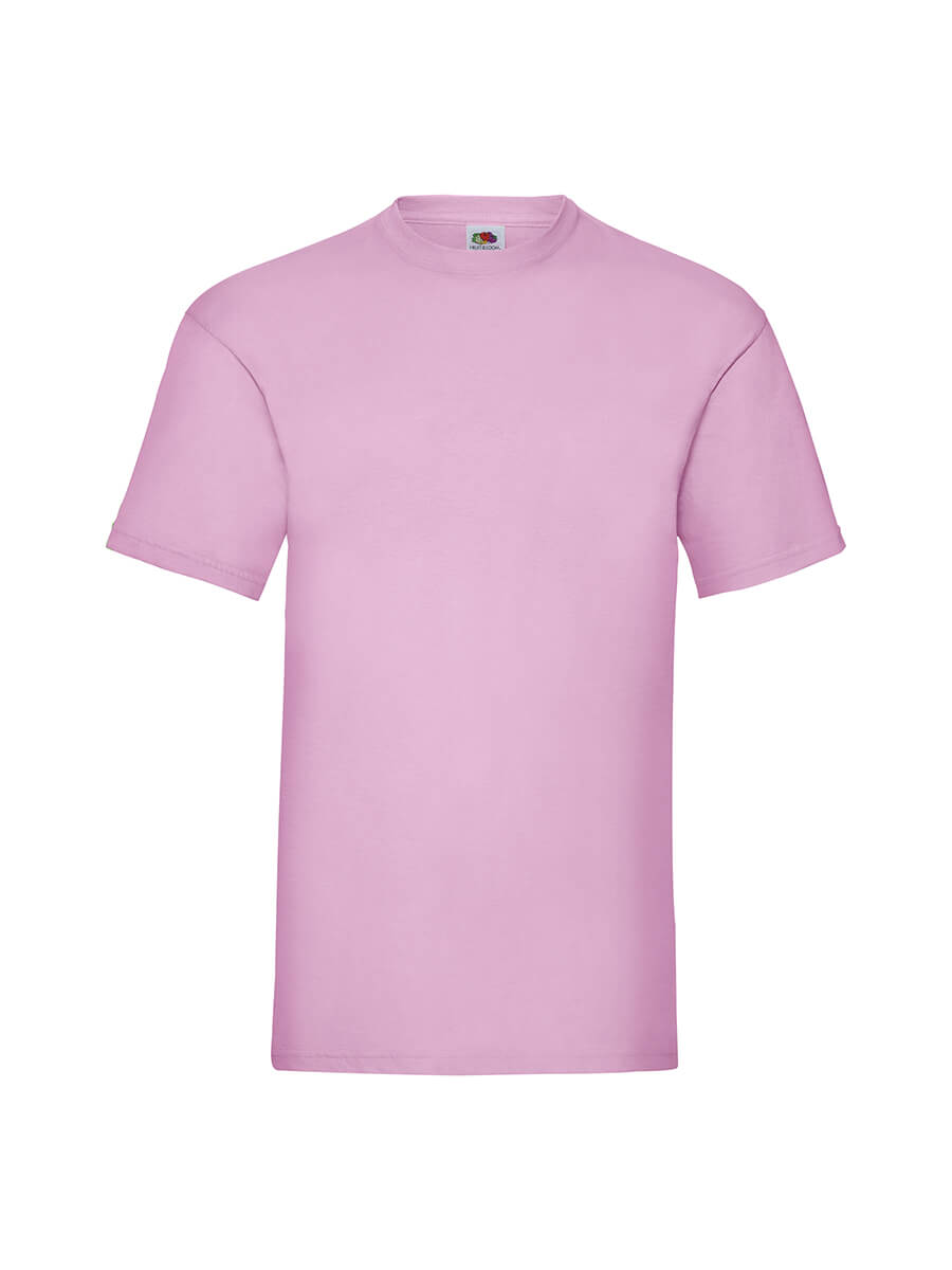T-shirt rosa girocollo personalizzabile, ideale per stampa logo o grafica aziendale. Abbigliamento promozionale e merchandising.