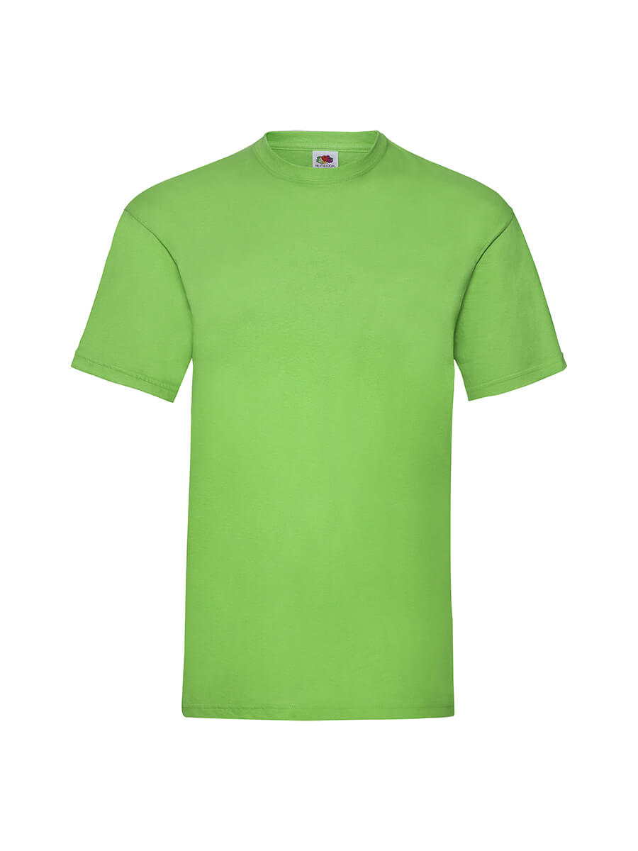 T-shirt verde lime neutra, ideale per stampa personalizzata con logo o grafica aziendale. Perfetta per gadget promozionali e abbigliamento da lavoro.